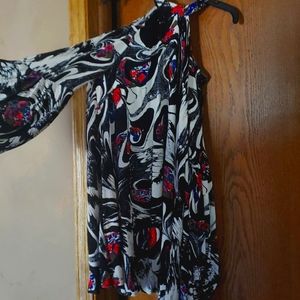 Free People black print cold shoulder dress